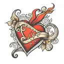 heart with initials c j v  tattoo design idea