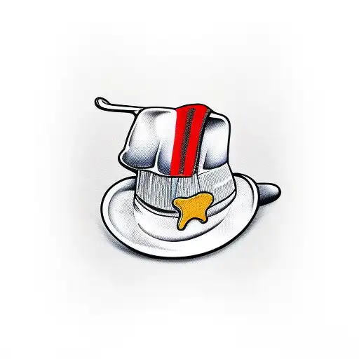 A chef's hat with a magical knife as the centerpiece tattoo design idea