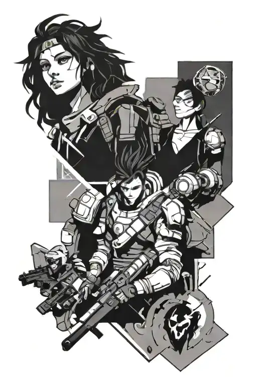 valorant and apex legends tattoo design idea