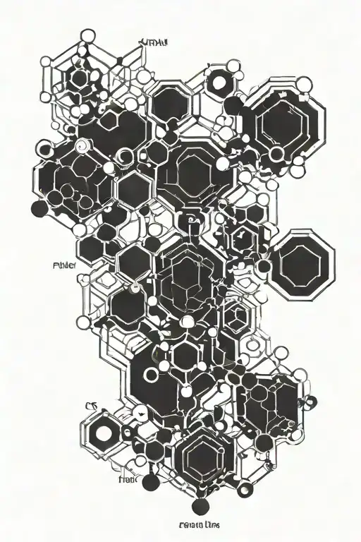Chemical structure of THC molecules representation tattoo design idea