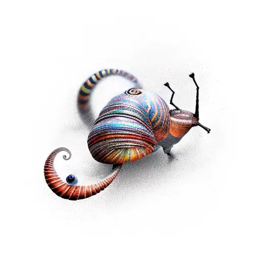 cute snail go to galaxies tattoo design idea