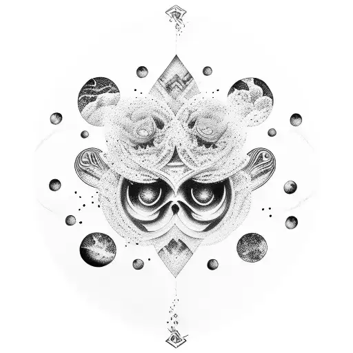 Galaxy merging with underwater world tattoo design idea