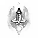 Space shuttle diving into a mystical underwater cave tattoo design idea