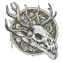 elk skull tattoo design idea