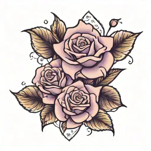 Purple onii with roses tattoo design idea