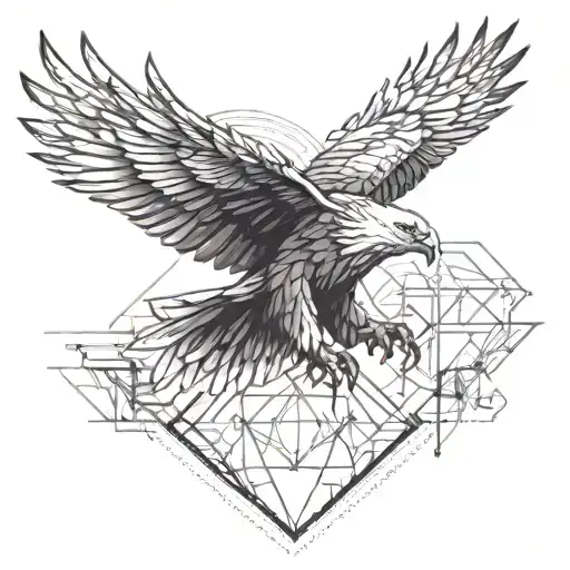 A sketch tattoo of a majestic eagle soaring through the sky, representing strength and leadership tattoo design idea