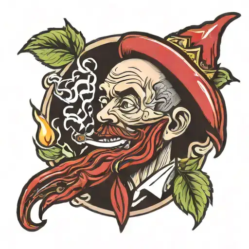 chilli pepper smoking blunt tattoo design idea