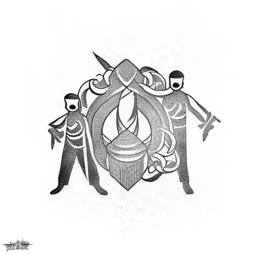 A tattoo design representing the bond between a father and his four children tattoo design idea