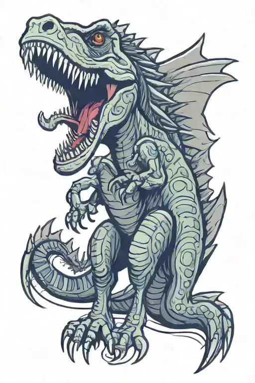 spinosaurus with tail wraped around wrist tattoo tattoo design idea