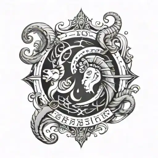 Combination of Aries Scorpio and Pisces zodiac signs tattoo design idea