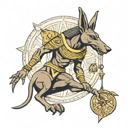 anubis holding the balance i horus oko Ra tattoo design idea
