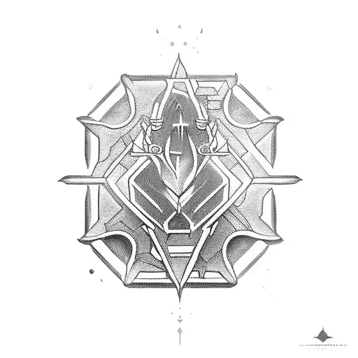 A blackwork tattoo of the Dune book title with a construction crane incorporated tattoo design idea