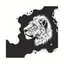 left half lion face, right half lamb face, split image  tattoo design idea