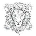 left half of lion face, right half of lamb face, side by side tattoo design idea