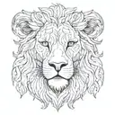 left half of lion face, right half of lamb face, side by side tattoo design idea