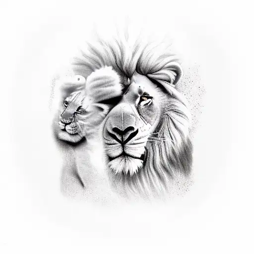 camel, lion and child tattoo design idea