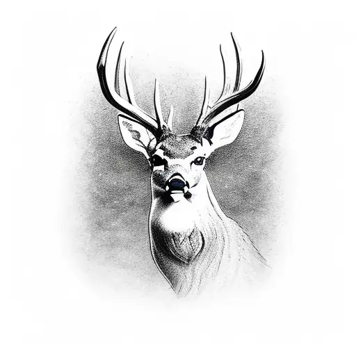 deer with forest tattoo design idea