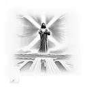 Jesus waiting at the gates of heaven with open arms tattoo design idea