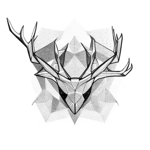 geometric stag eagle and manta ray tattoo design idea