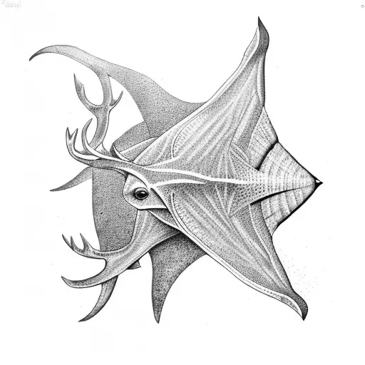 stag eagle manta ray tattoo design idea