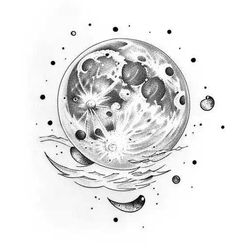 Cracking moon tattoo design idea