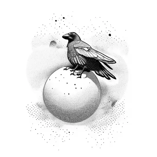 Crow with volley ball tattoo design idea