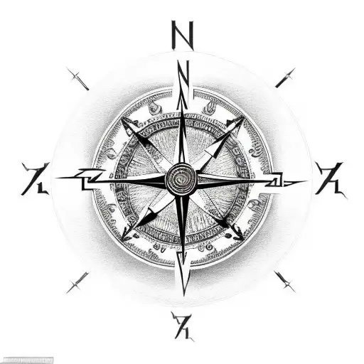 Greek compass with Versace design going around it, zues with rays of sunlight and lighting tattoo design idea
