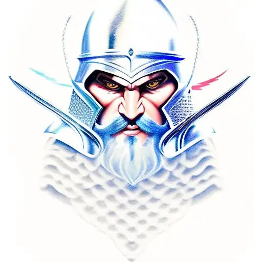 Persian knight good vs evil tattoo design idea