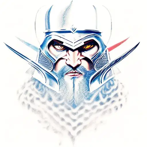 Persian knight good vs evil tattoo design idea