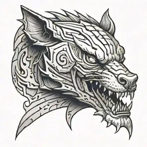 a front-faced black phanter with an intimidating looking tattoo design idea