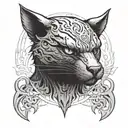 a front-faced black phanter with an intimidating looking tattoo design idea