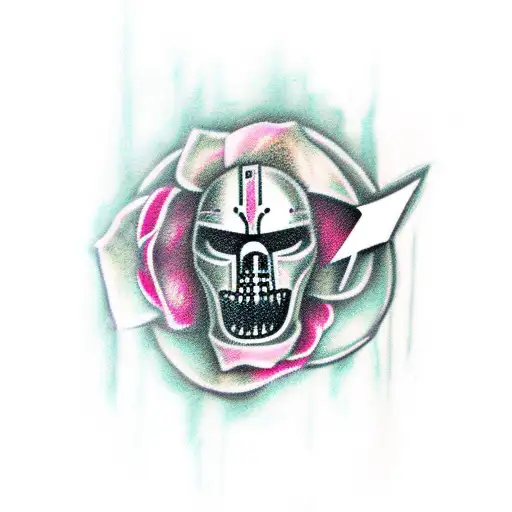 spartan with rose with arrow tattoo design idea