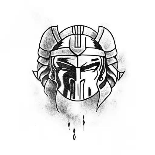 spartan with rose with arrow tattoo design idea