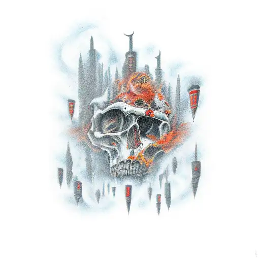 make a landscape of The Second cicle of dant's inferno tattoo design idea
