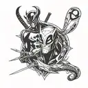 loki ,deadpool and venom tattoo design idea