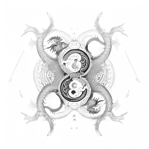 Dragon with yin yang  tattoo design idea