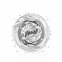 Dragon with yin yang  tattoo design idea