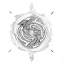 Dragon with yin yang  tattoo design idea