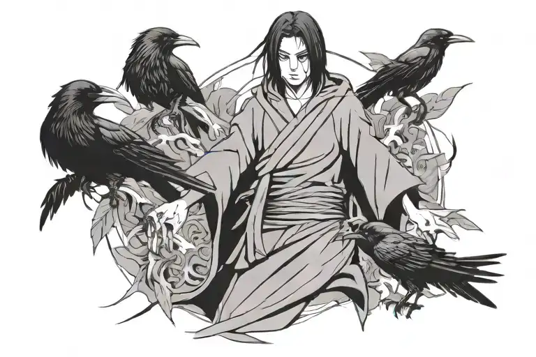 Itachi Uchiha with crows tattoo design idea