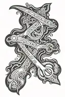 melting scissors cutting tattoo design idea