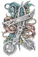 melting scissors cutting tattoo design idea
