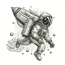 astronaut hot dog with jet pack howling tattoo design idea