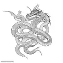 Serpent wrapped around dragon tattoo design idea