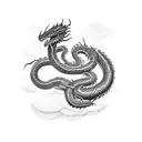 Serpent wrapped around dragon tattoo design idea