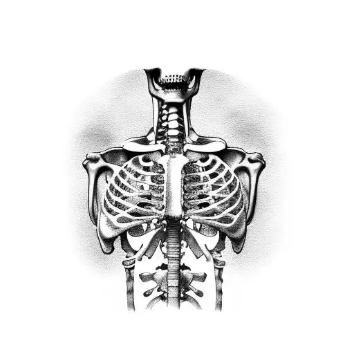 Skeleton full body with flowers coming out of the eye sockets and mushrooms coming out of the ribs  tattoo design idea