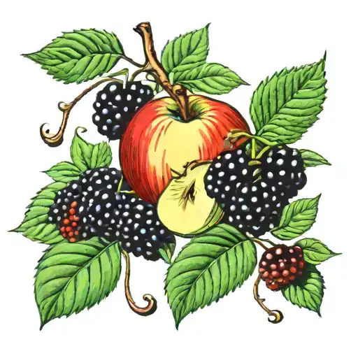 blackberries, apples and figs tattoo design idea