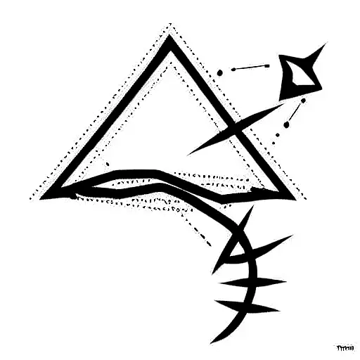 Galactic triangle tattoo on the left inner forearm.