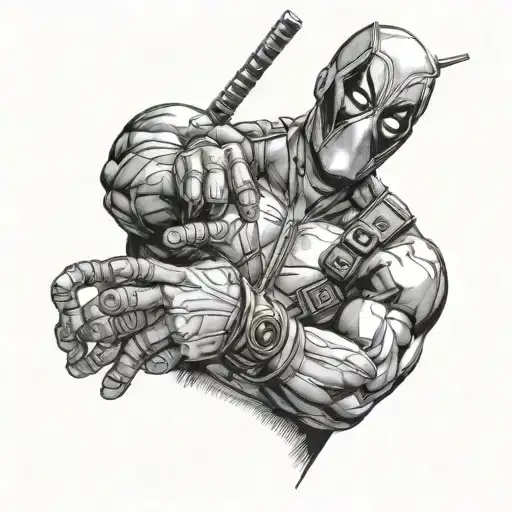 Deadpool gives the finger tattoo design idea