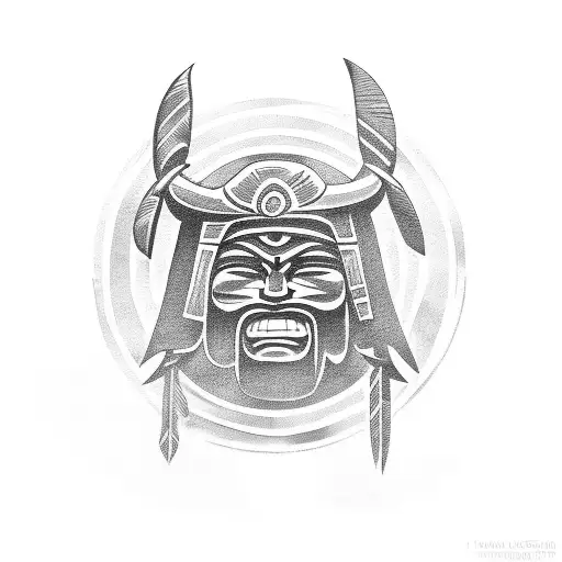 Taino warrior wielding a stone weapon tattoo design idea