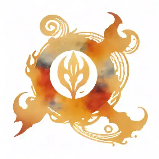 HADES SYMBOLS IN BLUE AND RED tattoo design idea
